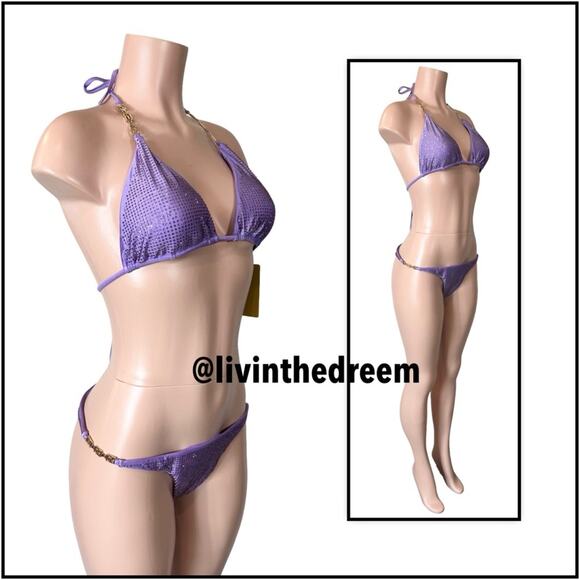 CIOCCOLATO CRYSTAL PURPLE Triangle Top & Skimpy Bottoms BIKINI $385 - Picture 11 of 16